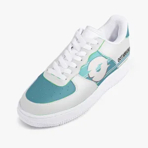 Low-Top Leather Sports Sneakers Blue