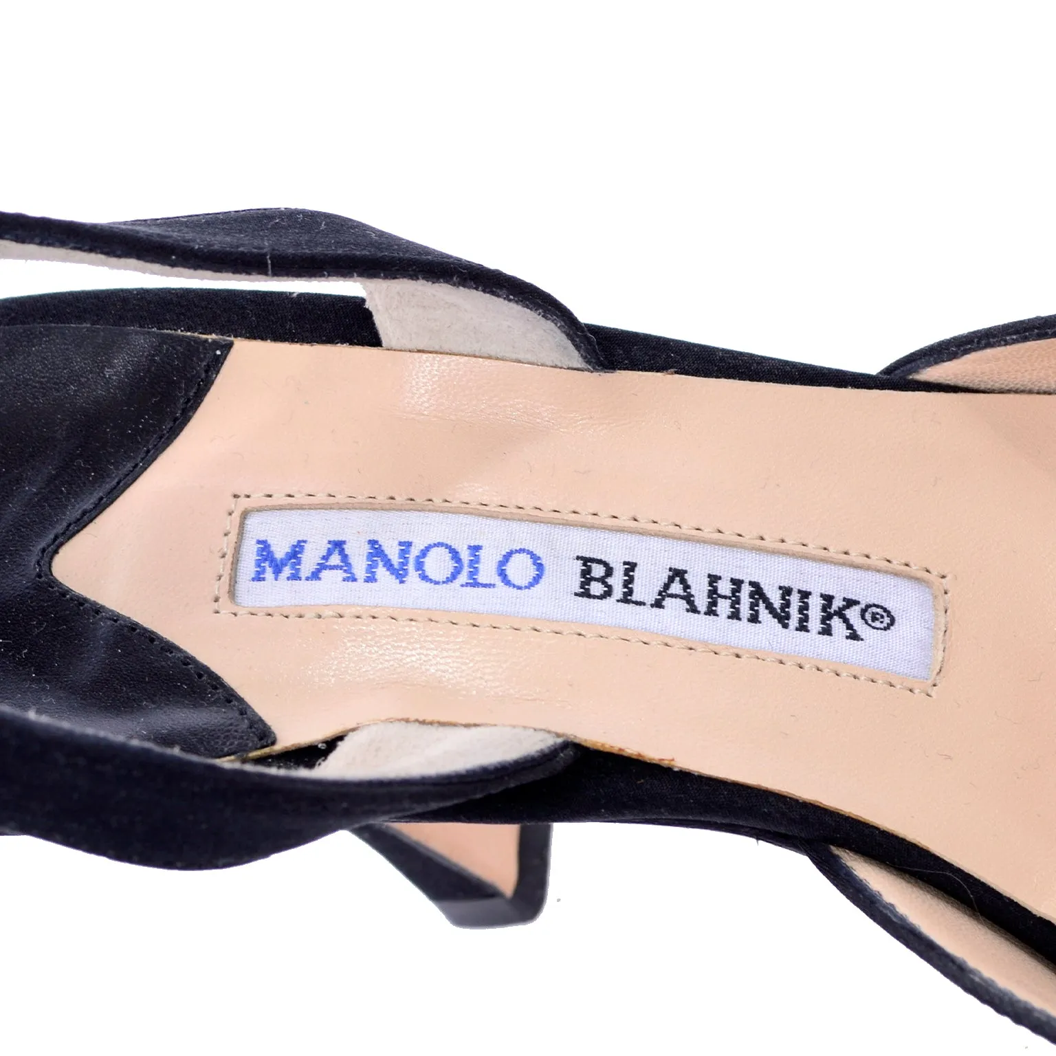 Manolo Blahnik Black Carolyne Slingback Heels in Size 38.5