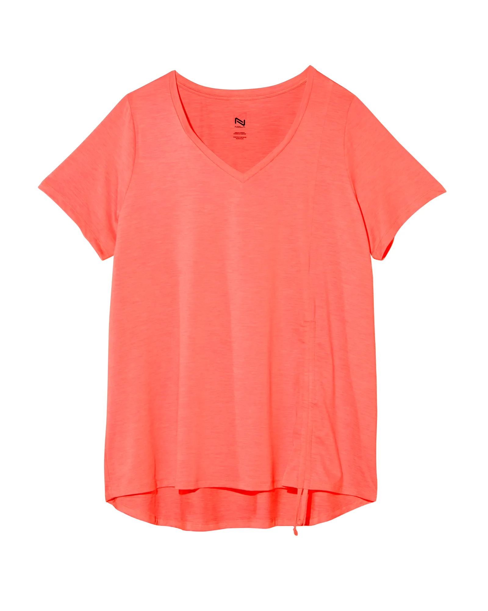 Mazus V-Neck Ruched Tee | Coral