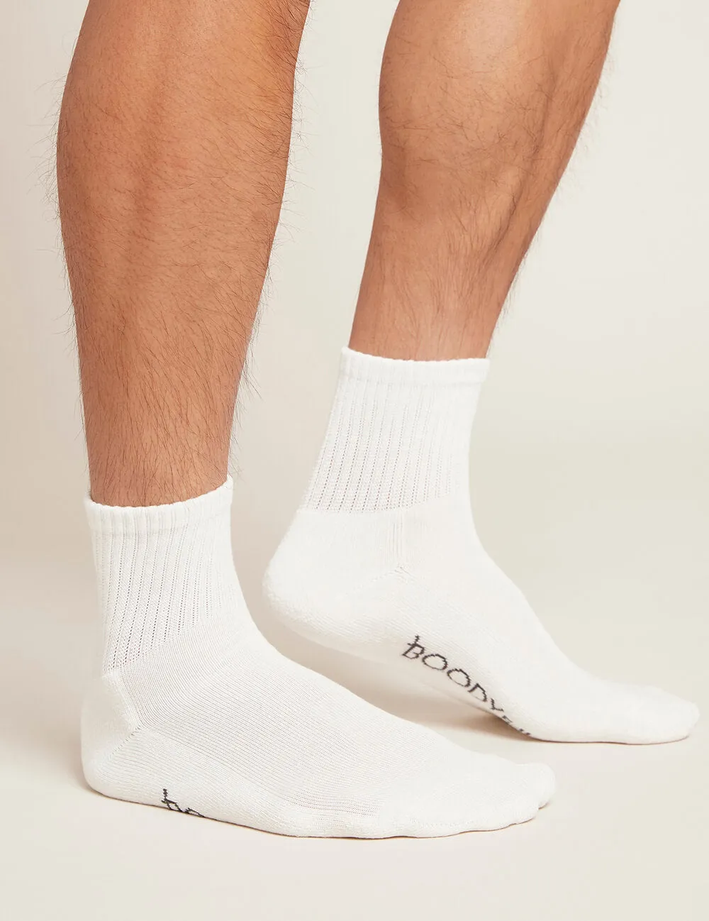 Men's Cushioned Quarter Crew Socks - White