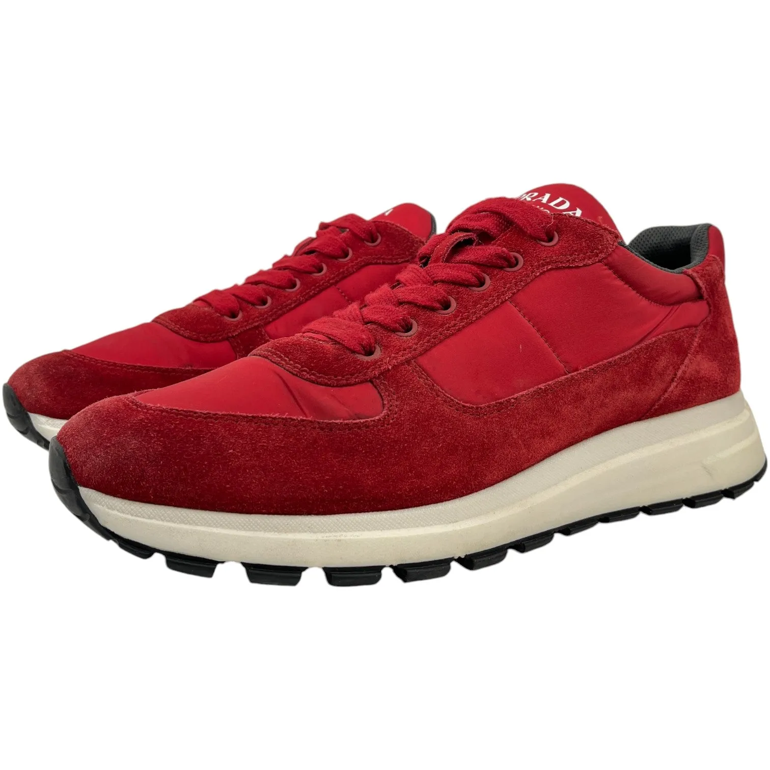 Men's Suede Logo Low Trainers Red Size EU 46 / UK 12