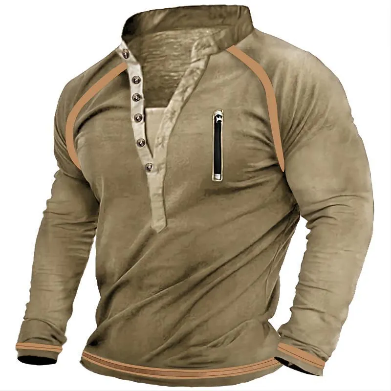 MEN'S V-NECK BUTTONED SWEATER, PURE COTTON THICKENED THERMAL TACTICAL SWEATER