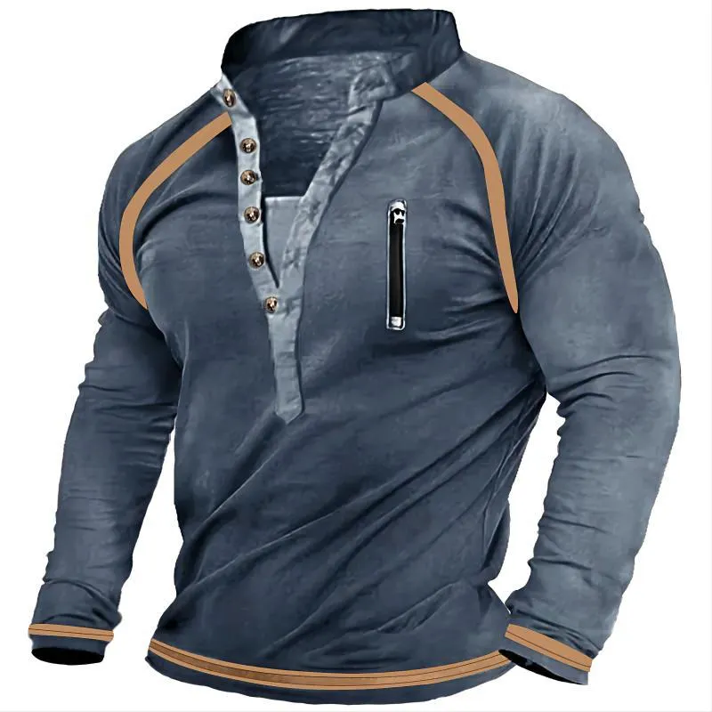 MEN'S V-NECK BUTTONED SWEATER, PURE COTTON THICKENED THERMAL TACTICAL SWEATER