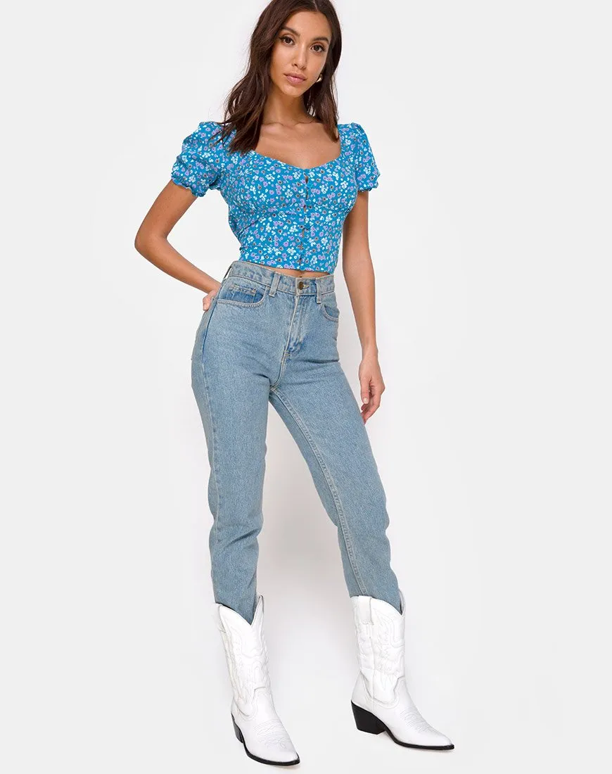 Monda Top in Bloom Baby Blue