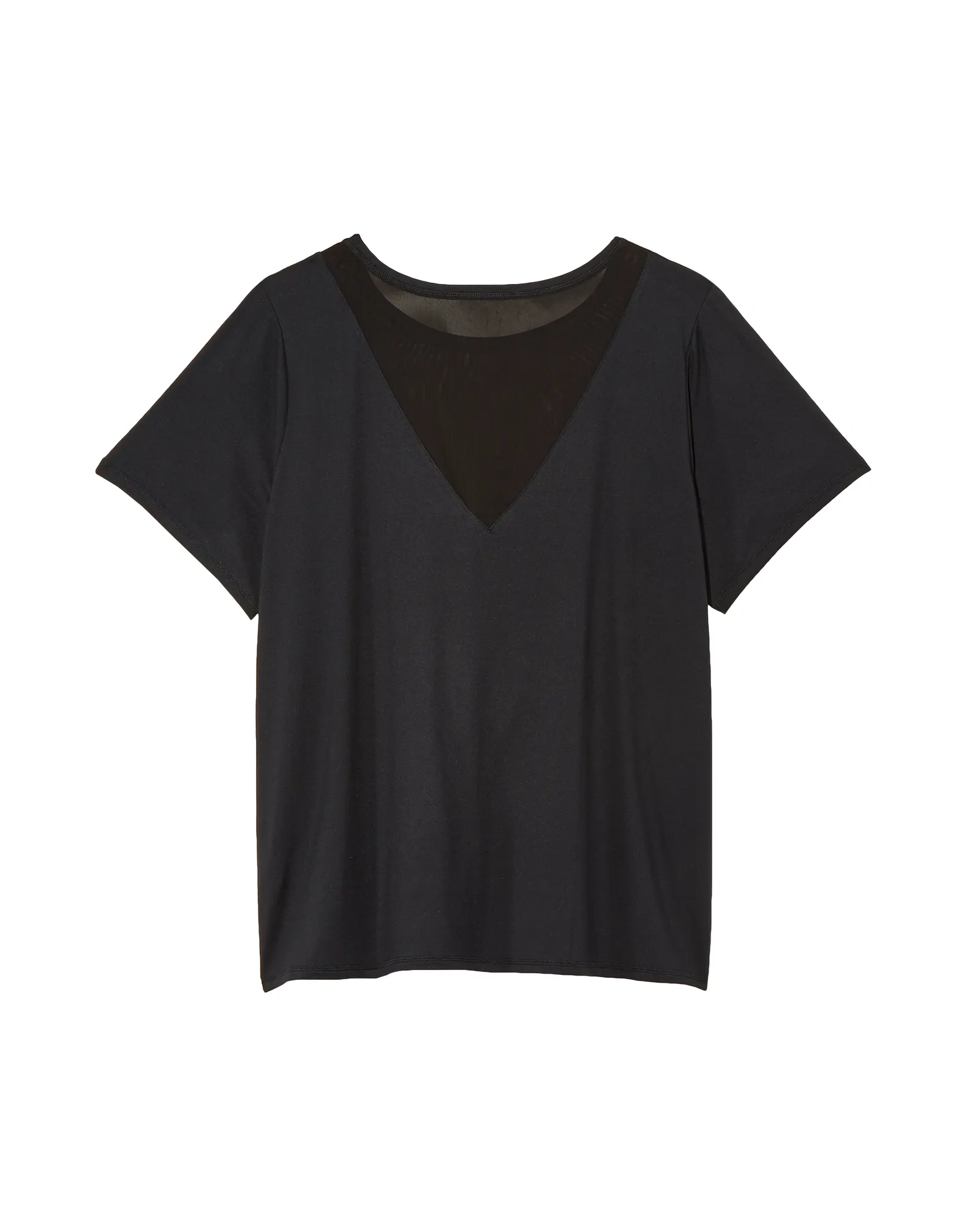 Moonflower Tee with Mesh V-Neck | Black