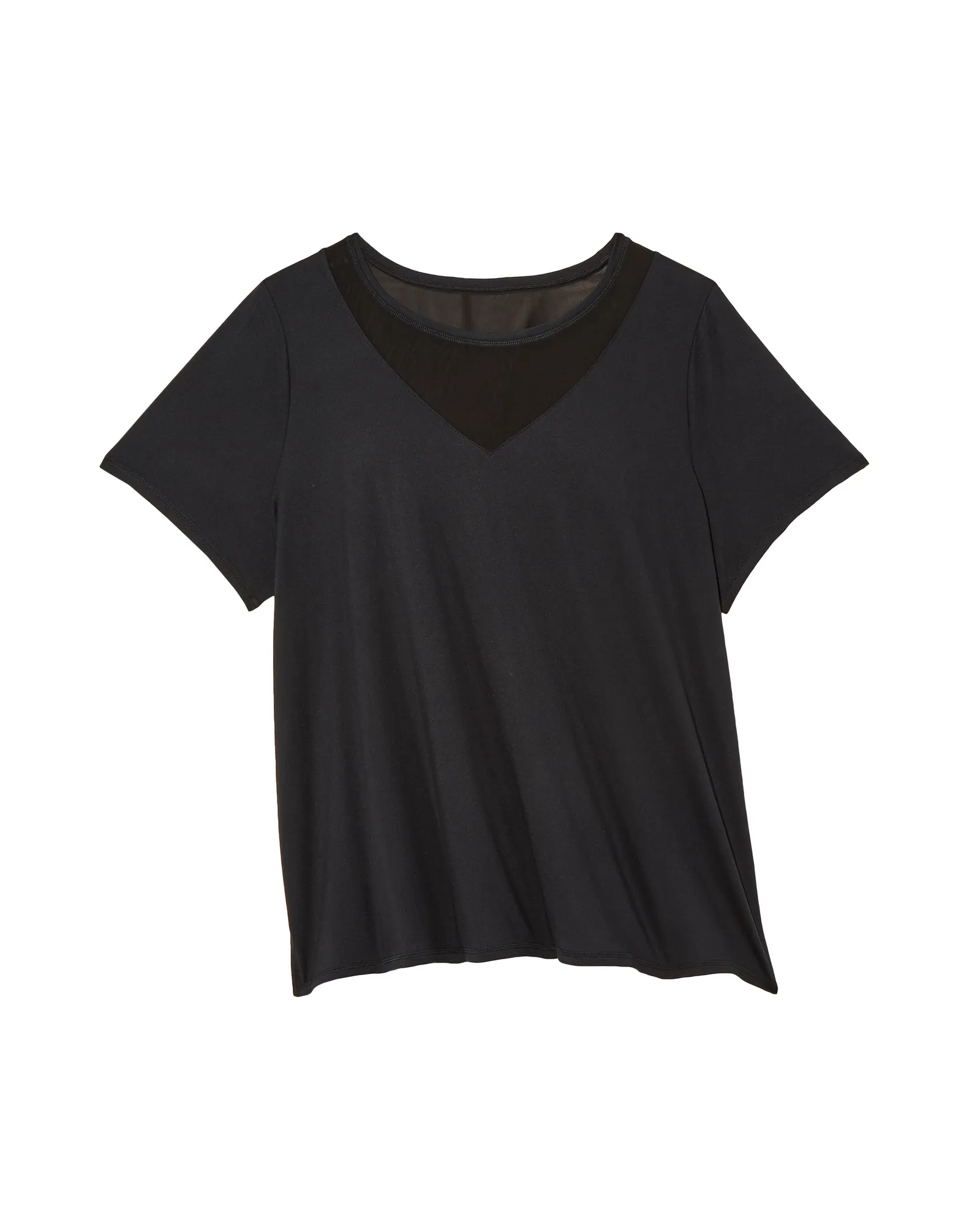 Moonflower Tee with Mesh V-Neck | Black