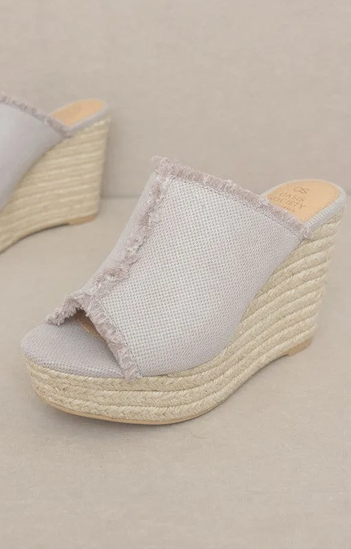 OASIS SOCIETY Bliss - Distressed Linen Wedge - Online Exclusive