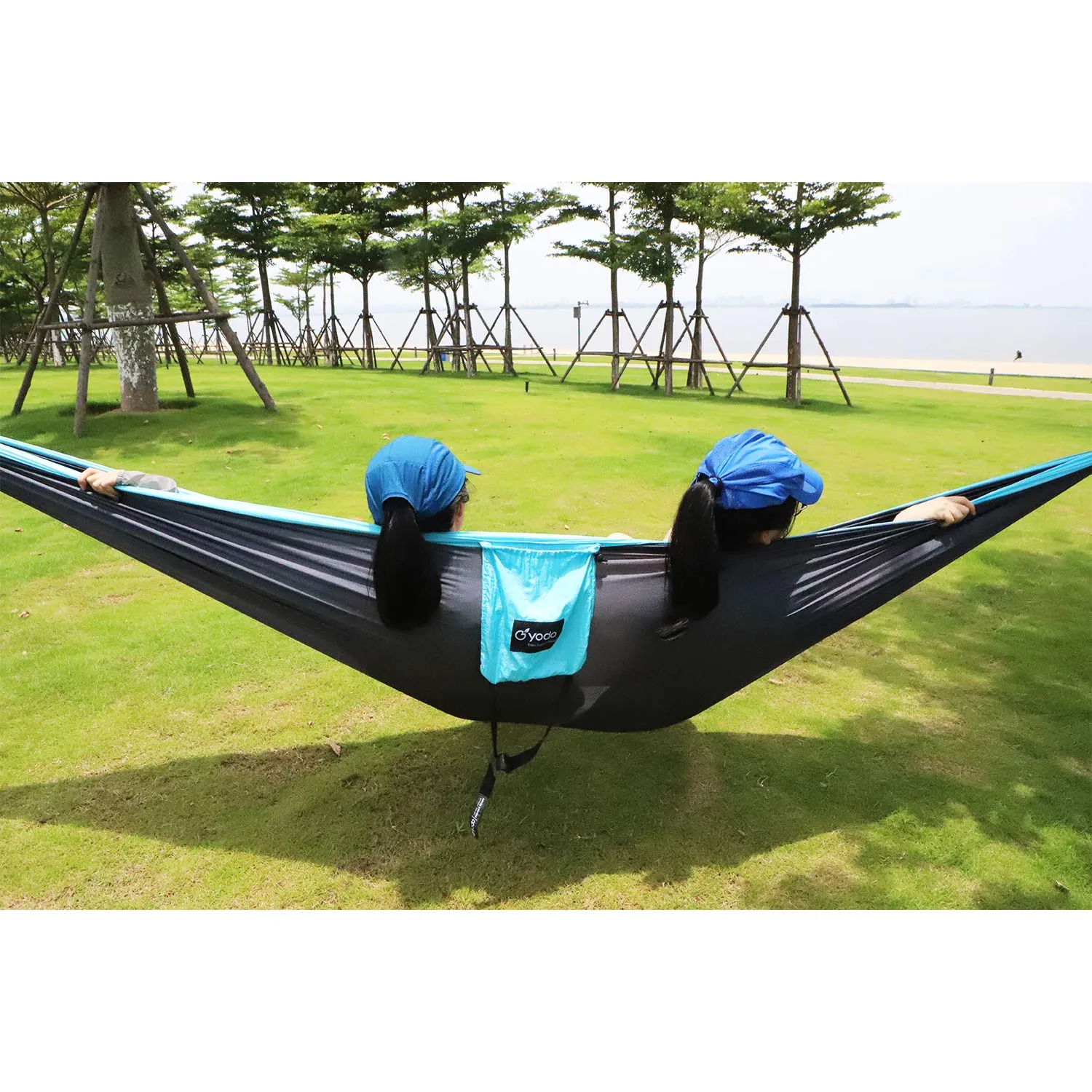 Parachute Nylon Double Camping Hammock with Tree Straps - yodo