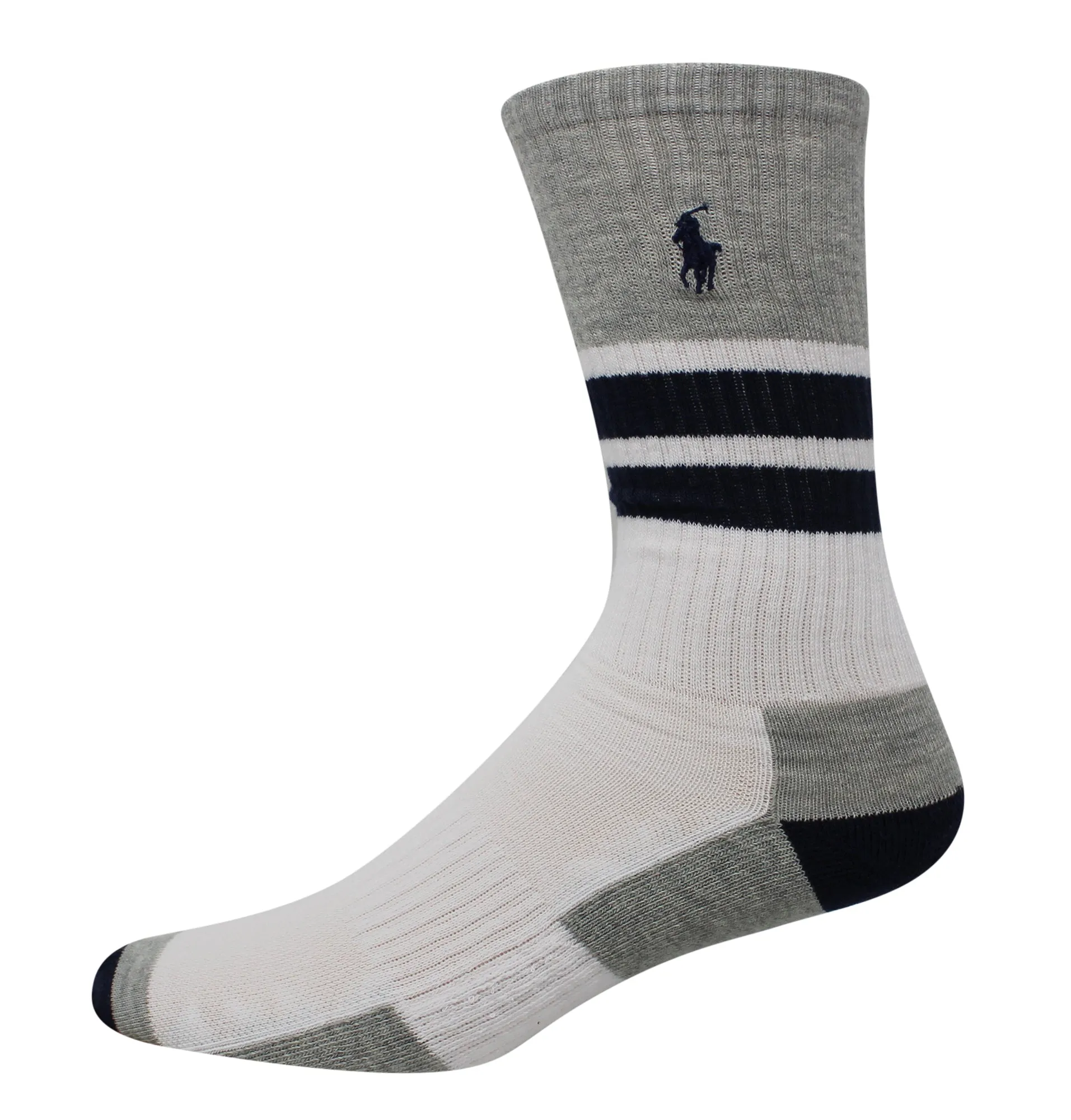 Polo Ralph Lauren Men's 6 Pack Athletic Double Striped Crew Sock