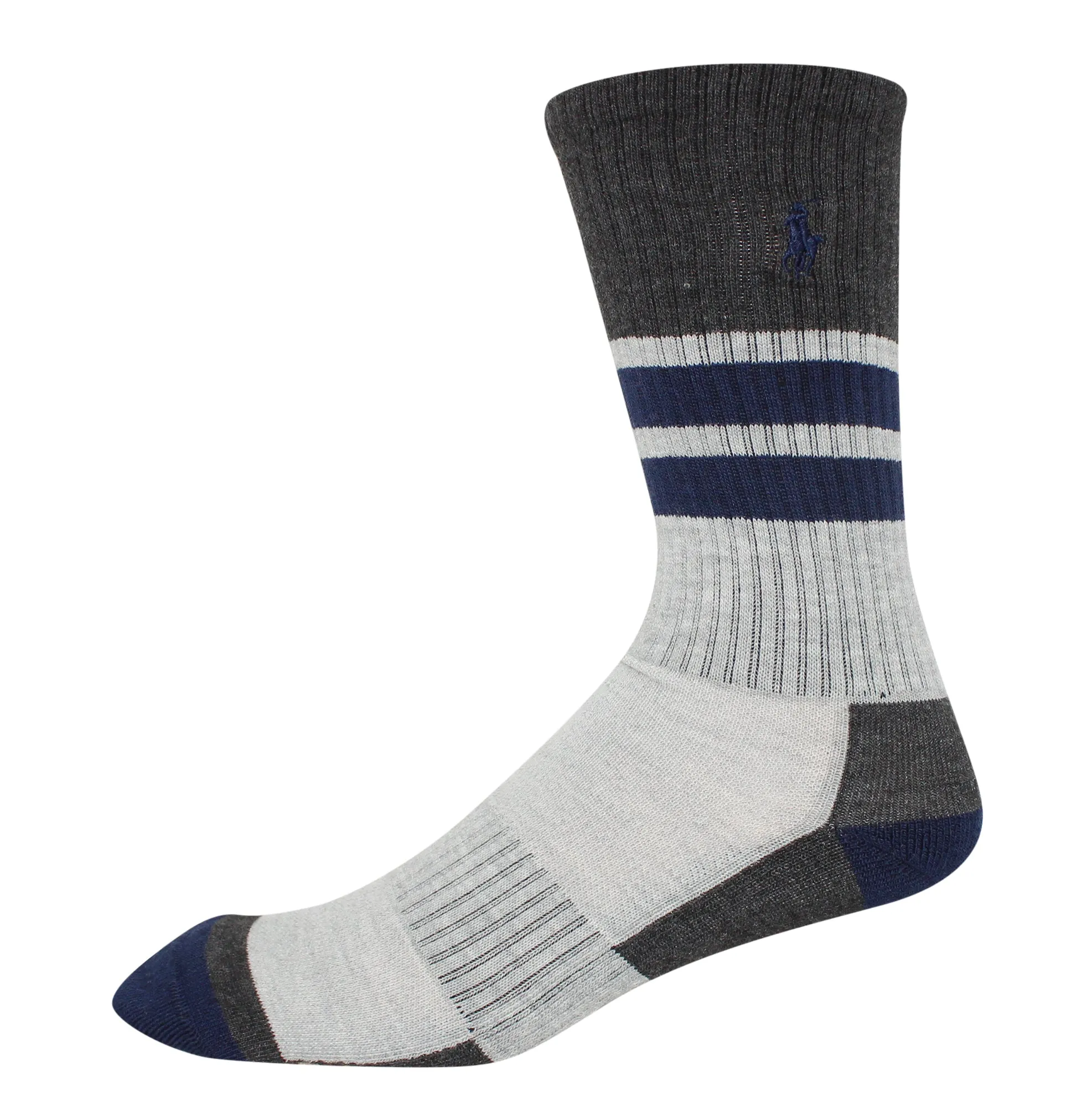 Polo Ralph Lauren Men's 6 Pack Athletic Double Striped Crew Sock