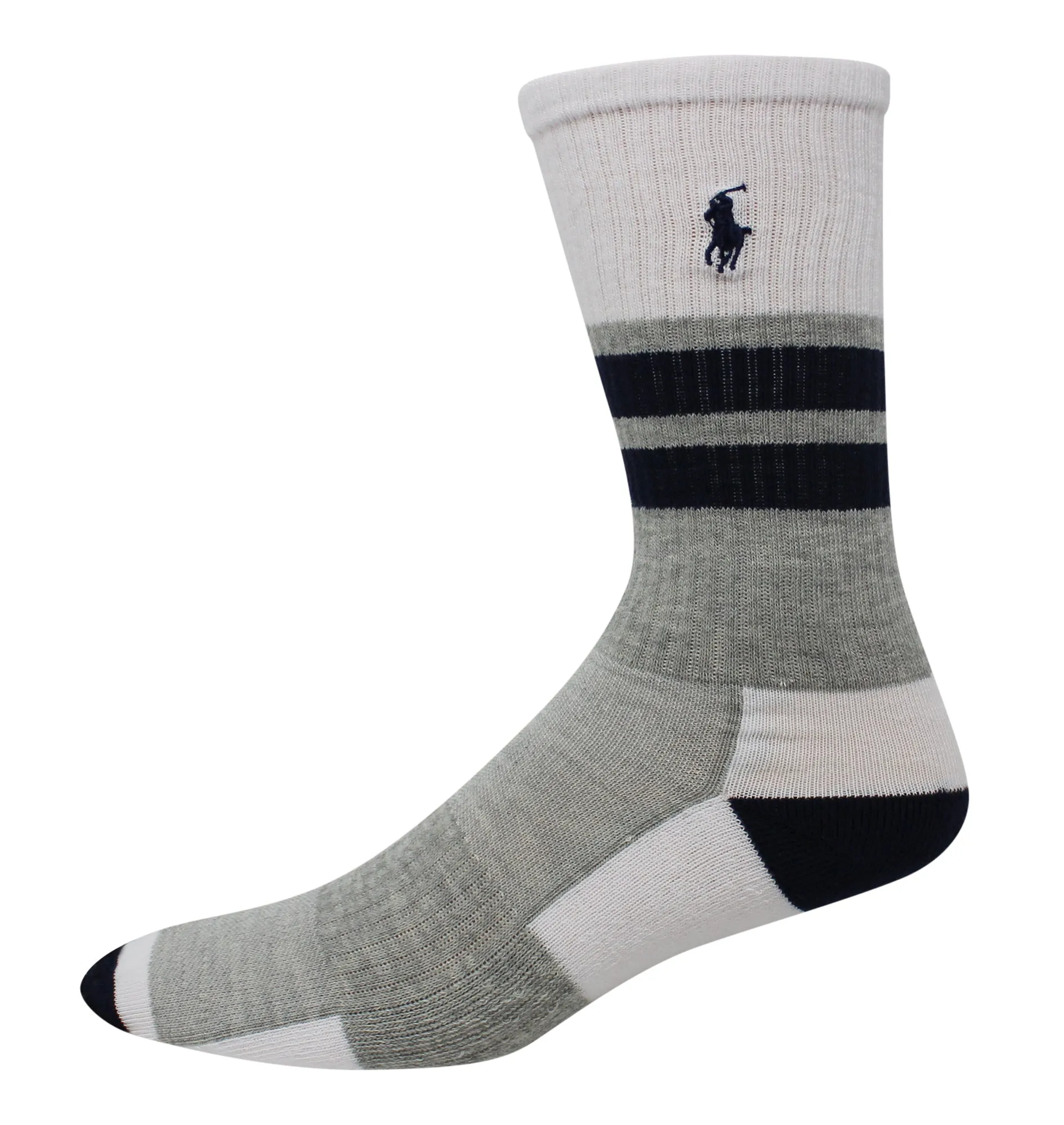 Polo Ralph Lauren Men's 6 Pack Athletic Double Striped Crew Sock