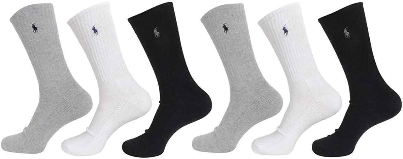 Polo Ralph Lauren Men's 6-Pack Classic Ribbed Crew Socks