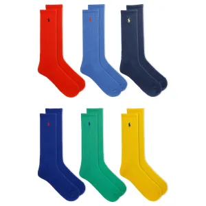 Polo Ralph Lauren Men's 6-Pack Classic Ribbed Crew Socks