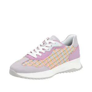 Rieker W1300-90 Dhara Ladies Pink Multi Lace Up Trainers