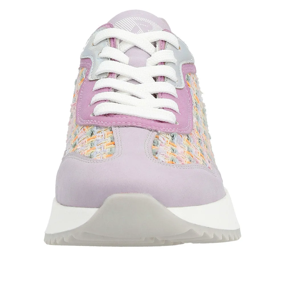 Rieker W1300-90 Dhara Ladies Pink Multi Lace Up Trainers