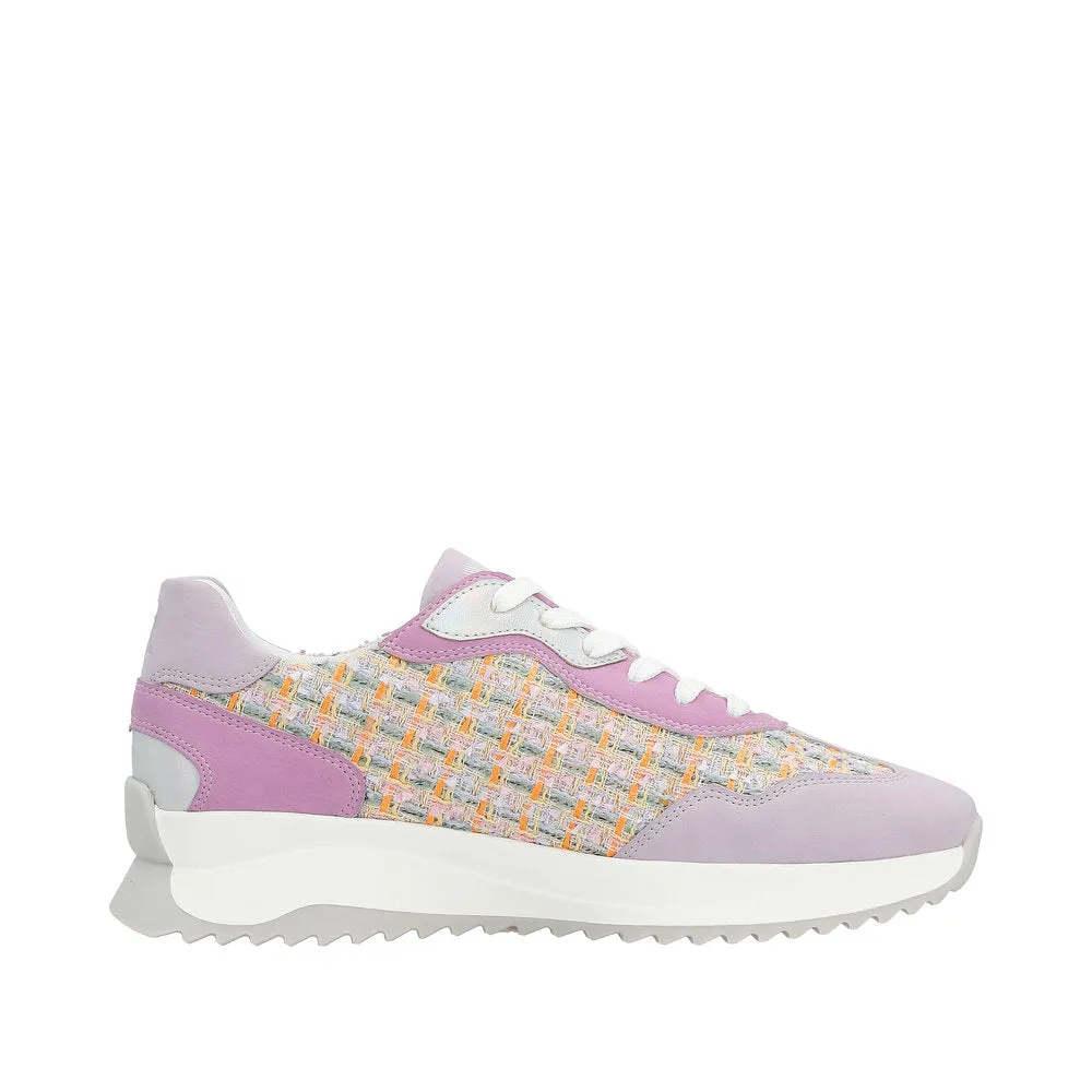 Rieker W1300-90 Dhara Ladies Pink Multi Lace Up Trainers