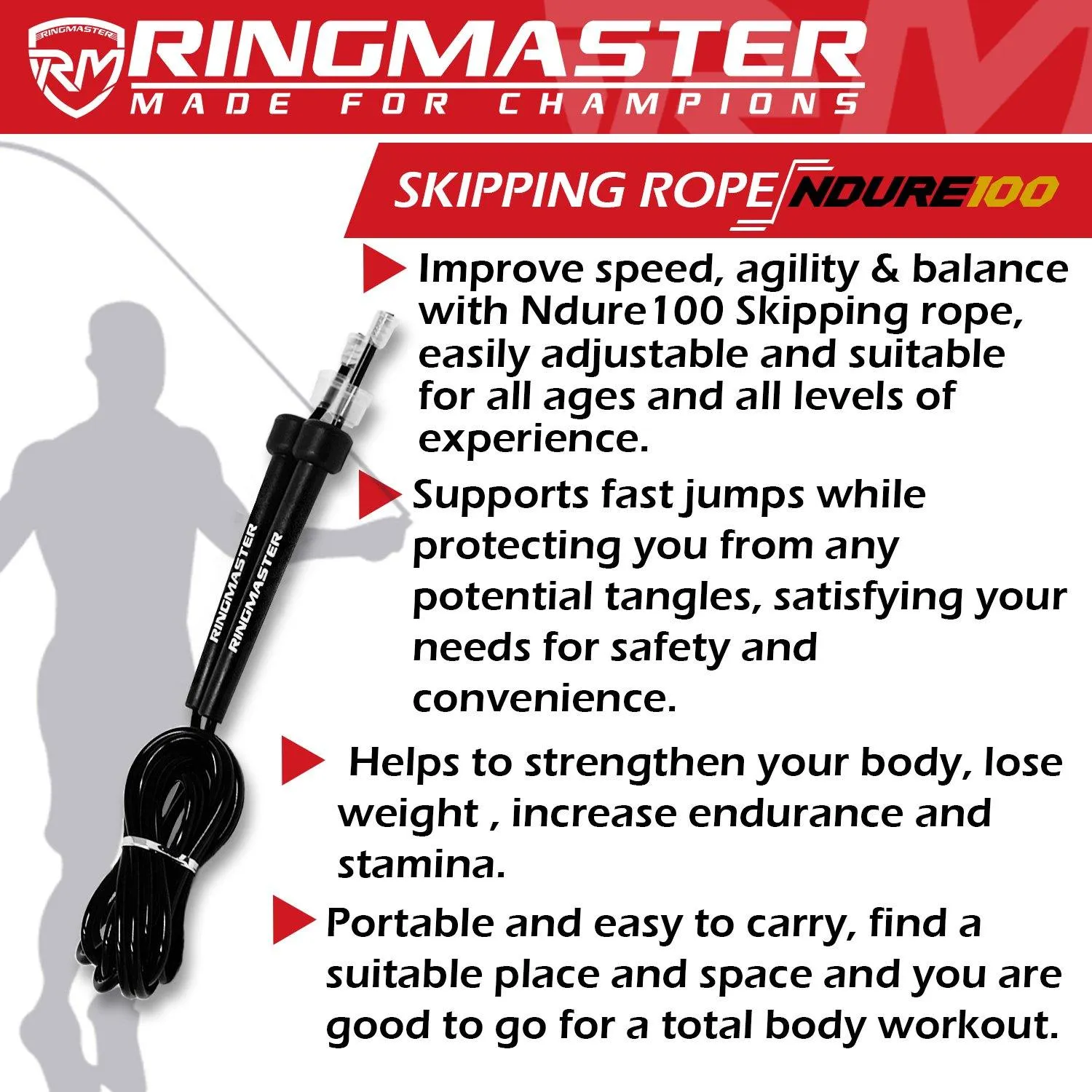 RINGMASTER SPORTS SKIPPING ROPE 2.5m BLACK