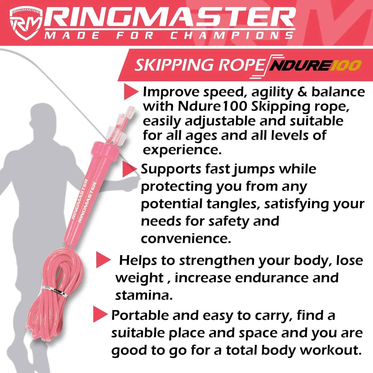 RINGMASTER SPORTS SKIPPING ROPE 2.5m PINK