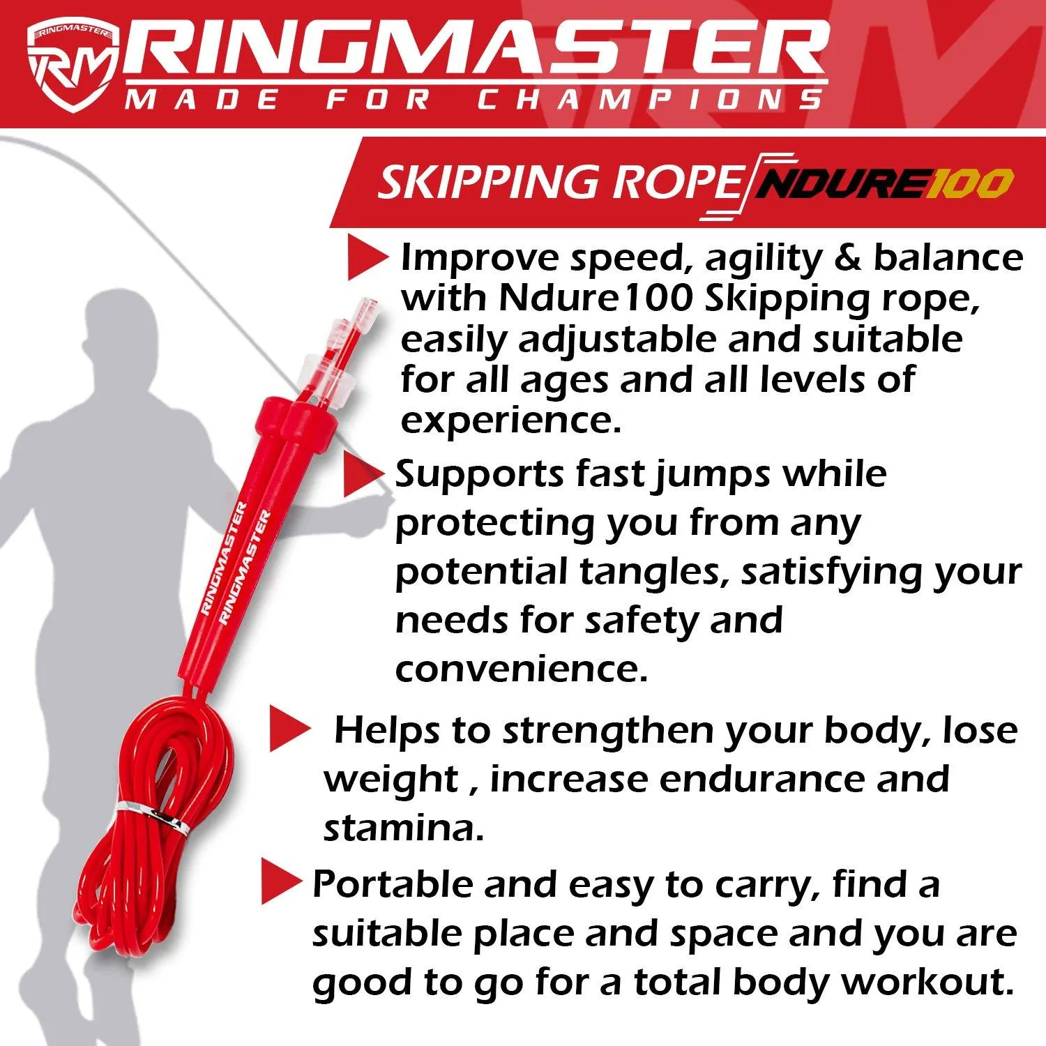 RINGMASTER SPORTS SKIPPING ROPE 2.5M RED