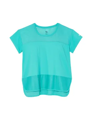 Rue Mixed Media Mesh Tee | Turquoise