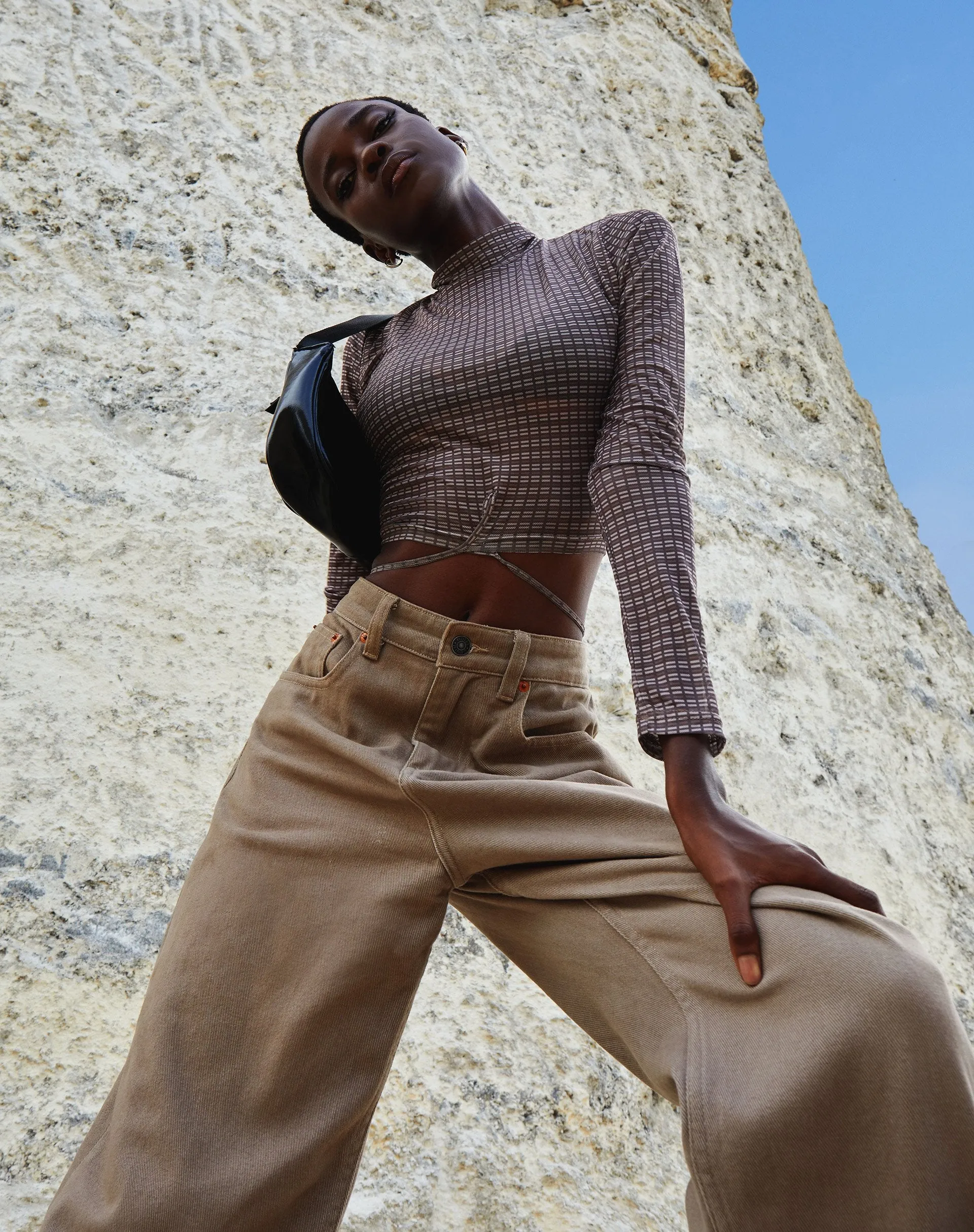 Sahila Crop Top in Mini Check Chocolate