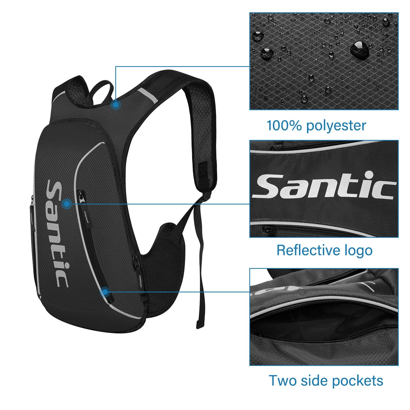 Santic Black Cycling Backpack Light Small