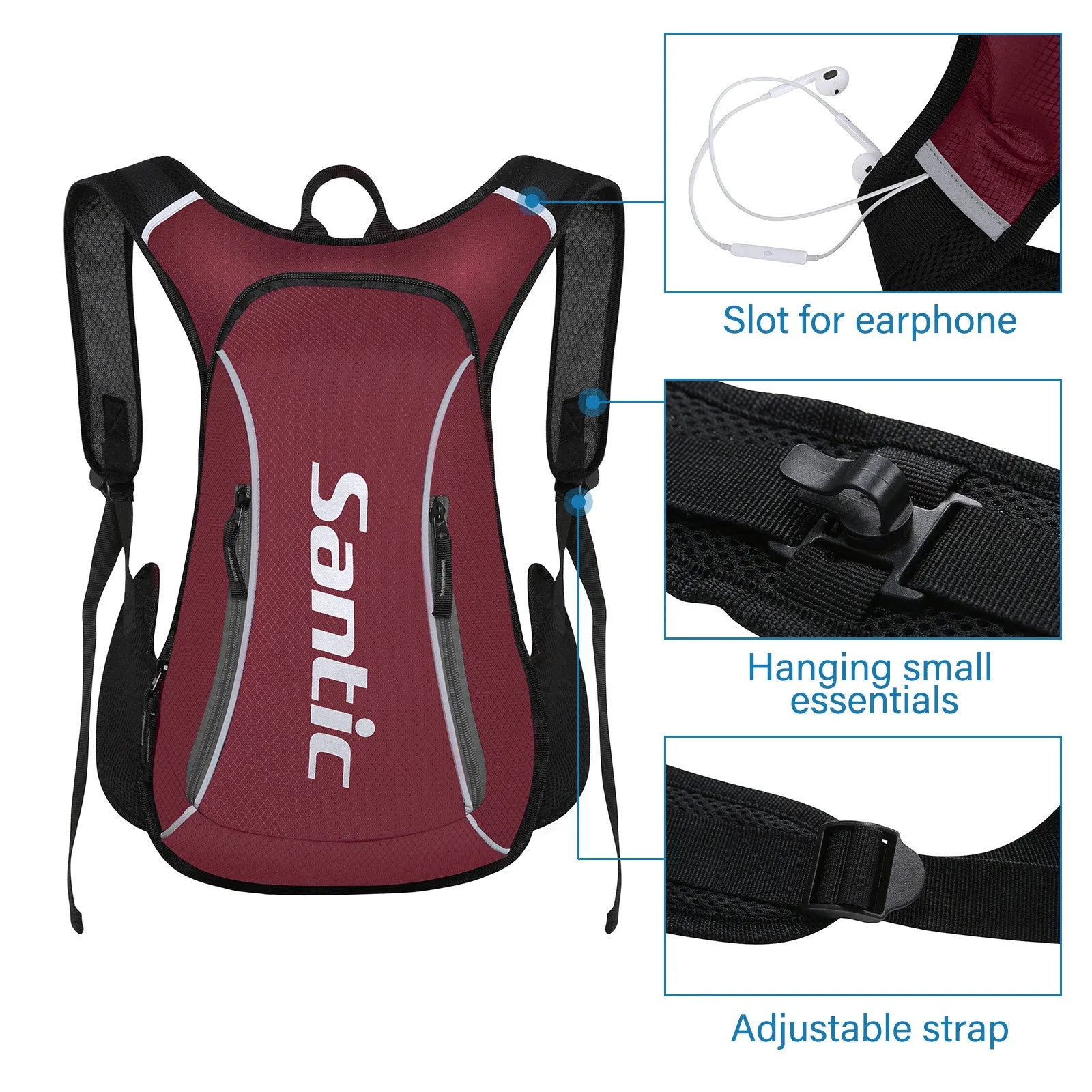 Santic Wine Red Cycling Backpack Light Small