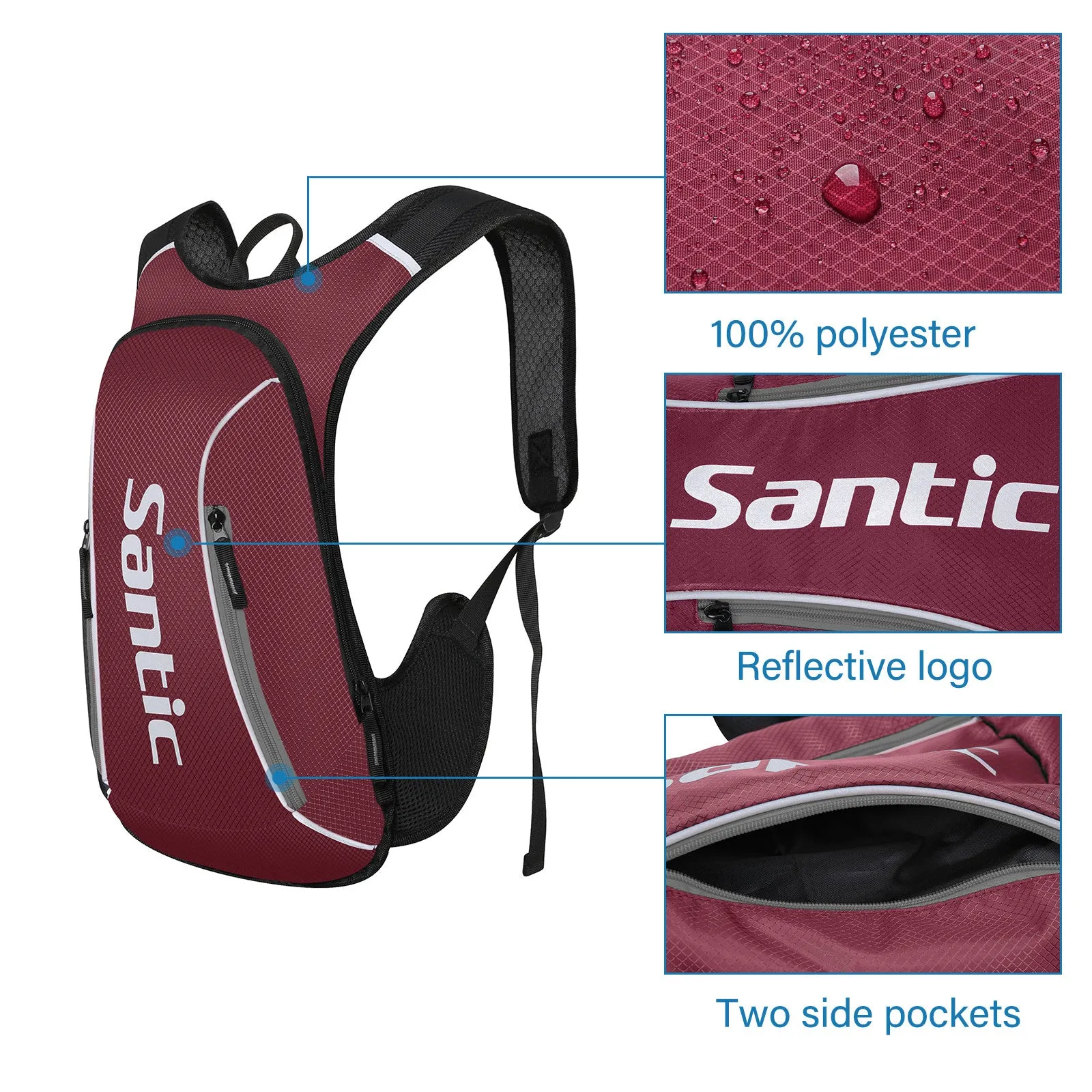 Santic Wine Red Cycling Backpack Light Small