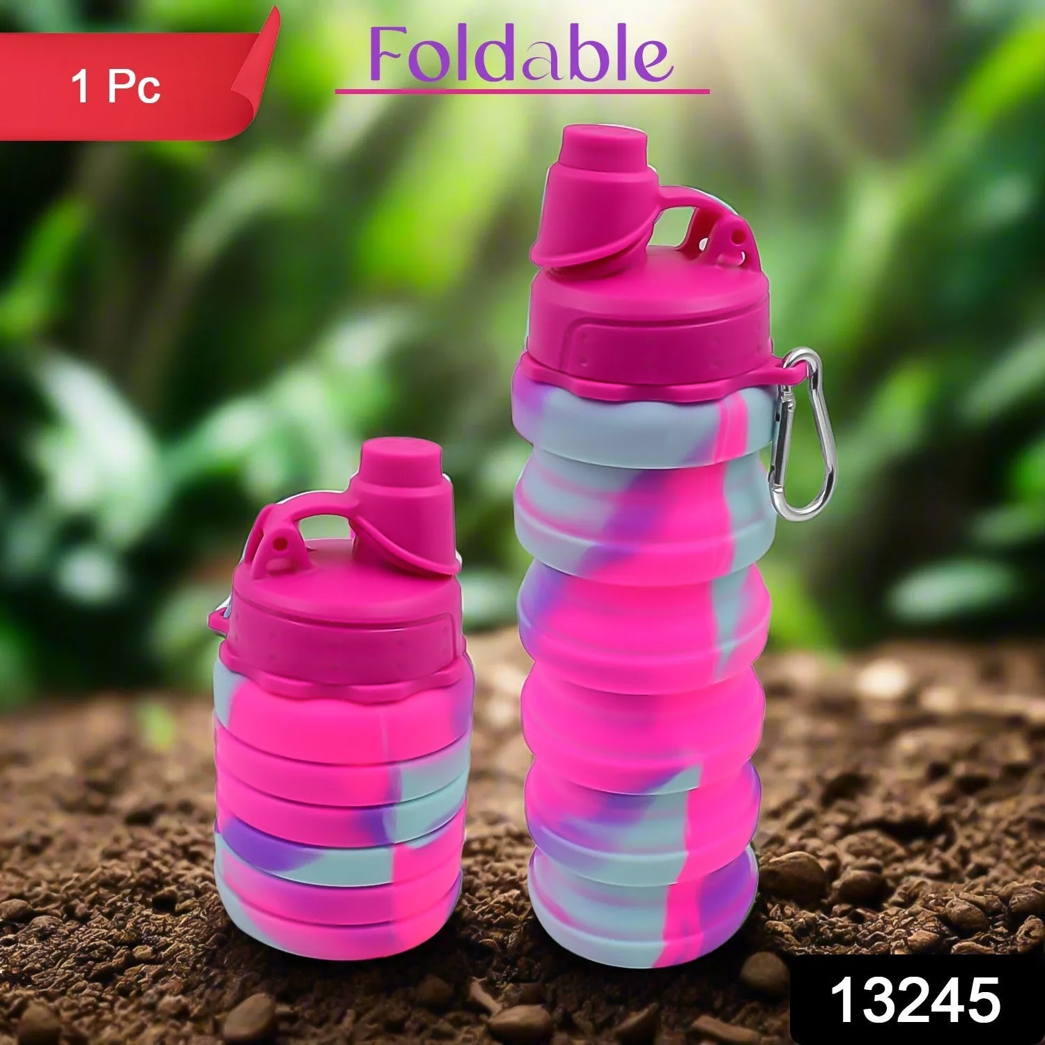 Silicone Foldable Water Bottle (1 Pc / 24 cm Foldable / 500 ML)