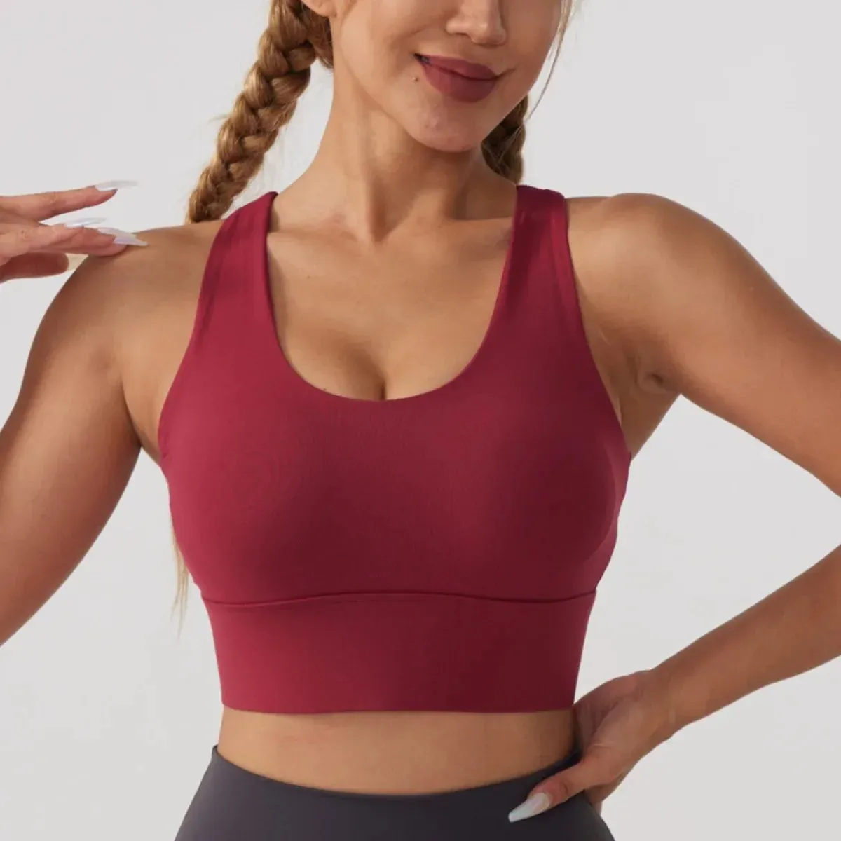 Solid Color High Quality Fitness Workout Shockproof Sports Bra