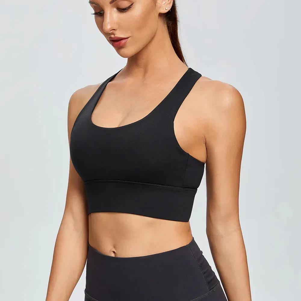 Solid Color High Quality Fitness Workout Shockproof Sports Bra