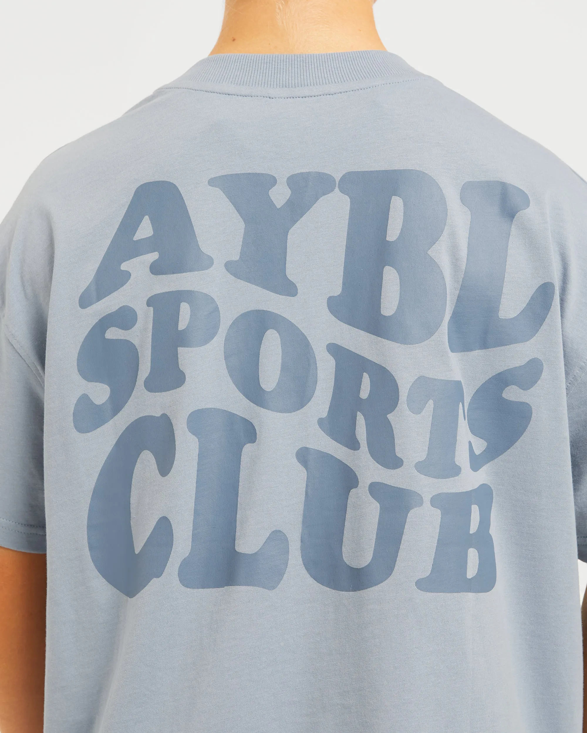 Sports Club Wavy Oversized T Shirt - Dusty Blue