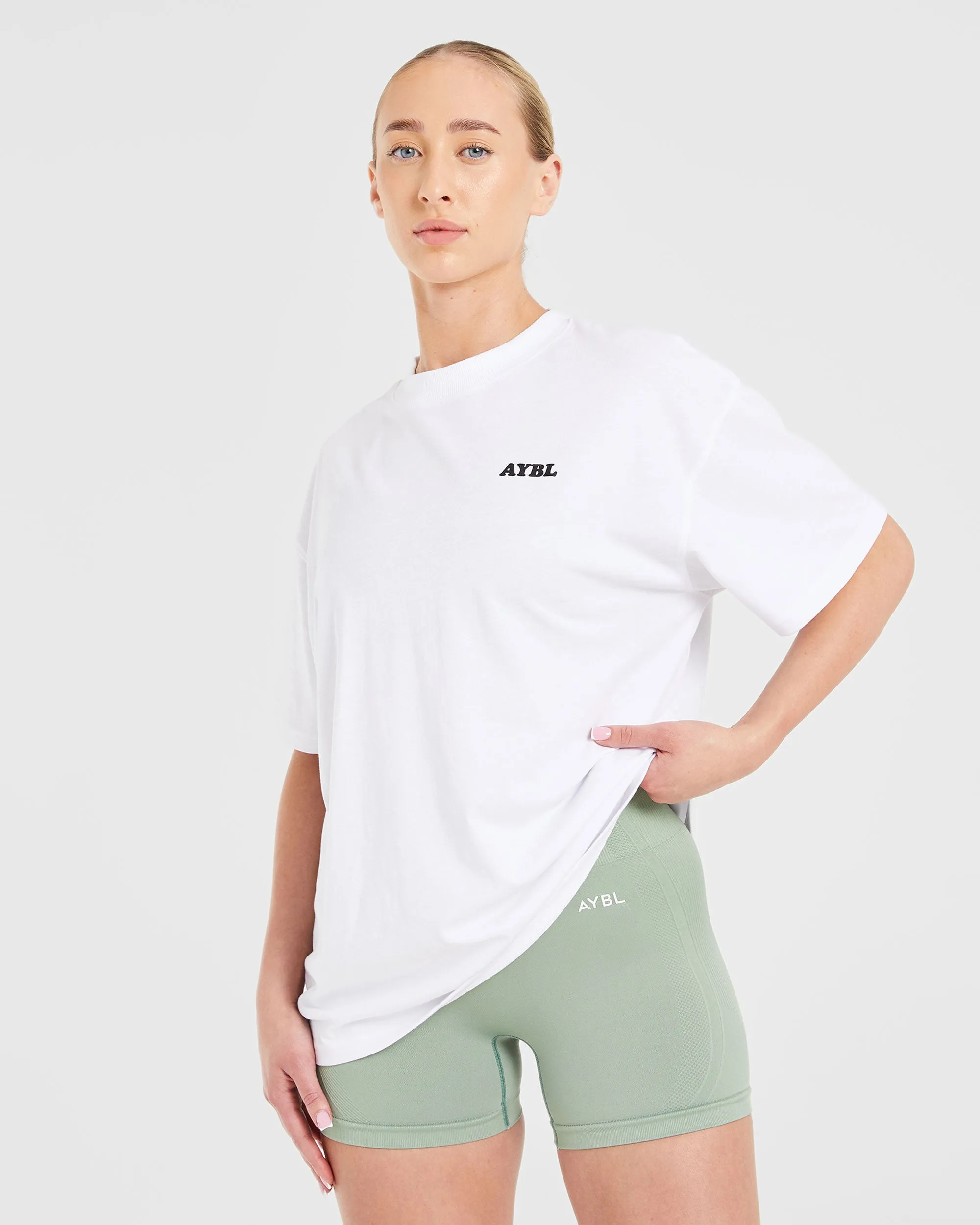 Sports Club Wavy Oversized T Shirt - White