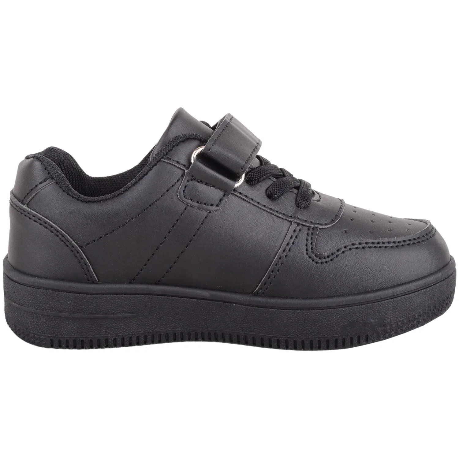 Strap Lace Up Black School Shoe