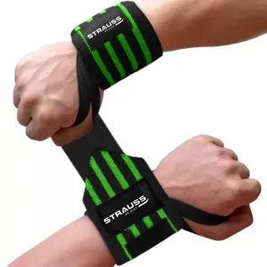 STRAUSS Cotton Wrist Support for Weightlifting |Wrist Band for Compression and Support|Adjustable Fitness Band for Gym & Sports |Ideal for Men and Women|Set of 2,(Green)