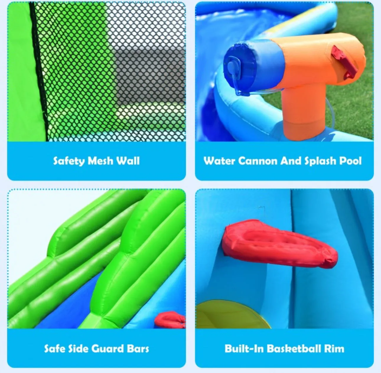 Super Fun Giant Crocodile Bouncy House Water Park With Water Slide | Climbing Wall | 7-in-1 | Splash Pool | Hours Of Fun All Summer Long | W 780W Blower