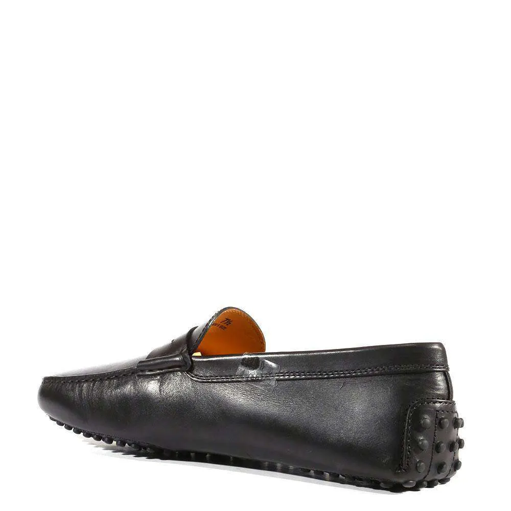 Tods Men Designer Shoes Gommini Driving Leather Square Toe Loafers Black (TDM25)