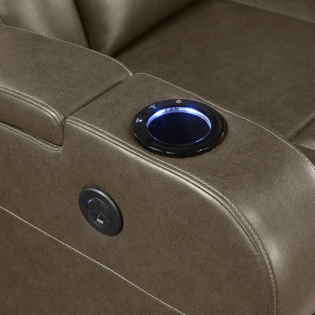 Turbo II Power Recliner with Wireless Charging, USB Port, Cooling Cupholder, and LED Lighting