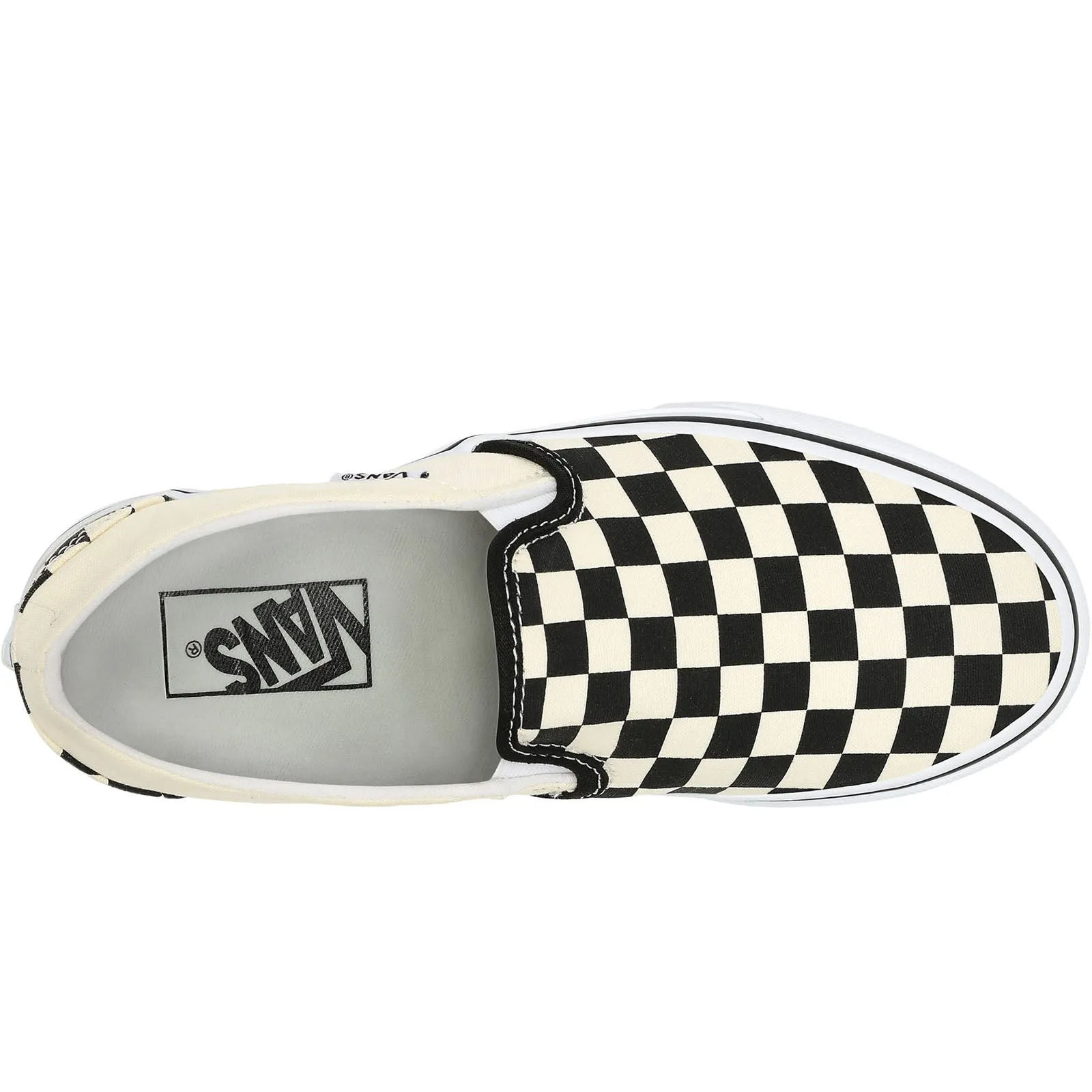 Vans Womens Asher Checkerboard Slip On Trainers - Black/White