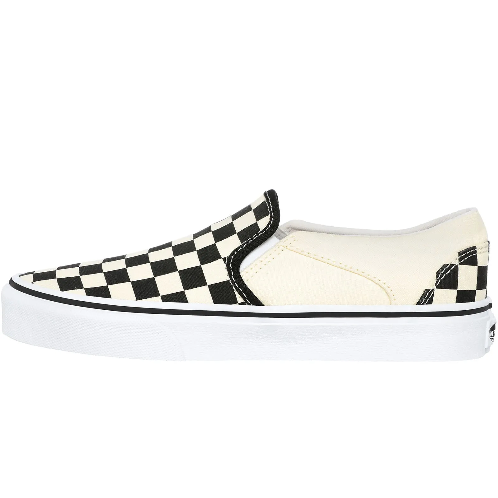 Vans Womens Asher Checkerboard Slip On Trainers - Black/White