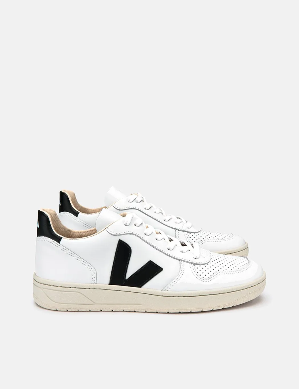 Veja V-10 Trainers - Leather White/Black