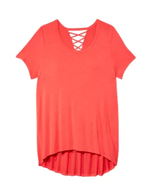 Wildflower Tee with Lace Up Back | Coral