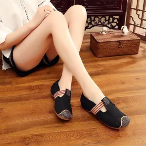 Women's Elegant Ethnic Style Tendon Bottom Height Increasing Canvas Shoes