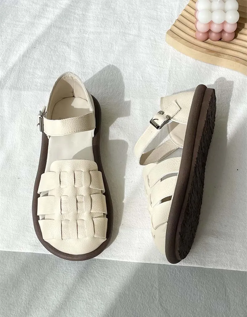 Woven Leather Comfortable Flat Sandals