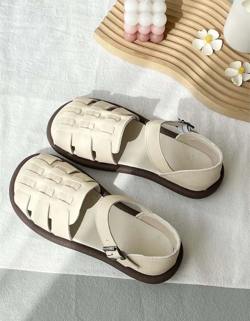 Woven Leather Comfortable Flat Sandals