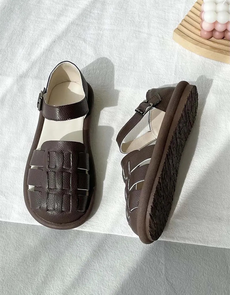 Woven Leather Comfortable Flat Sandals