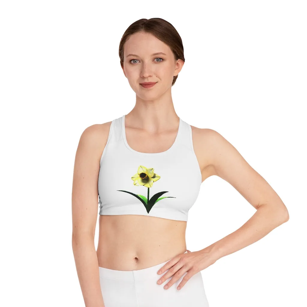 Yellow Flower Sports Bra (AOP)