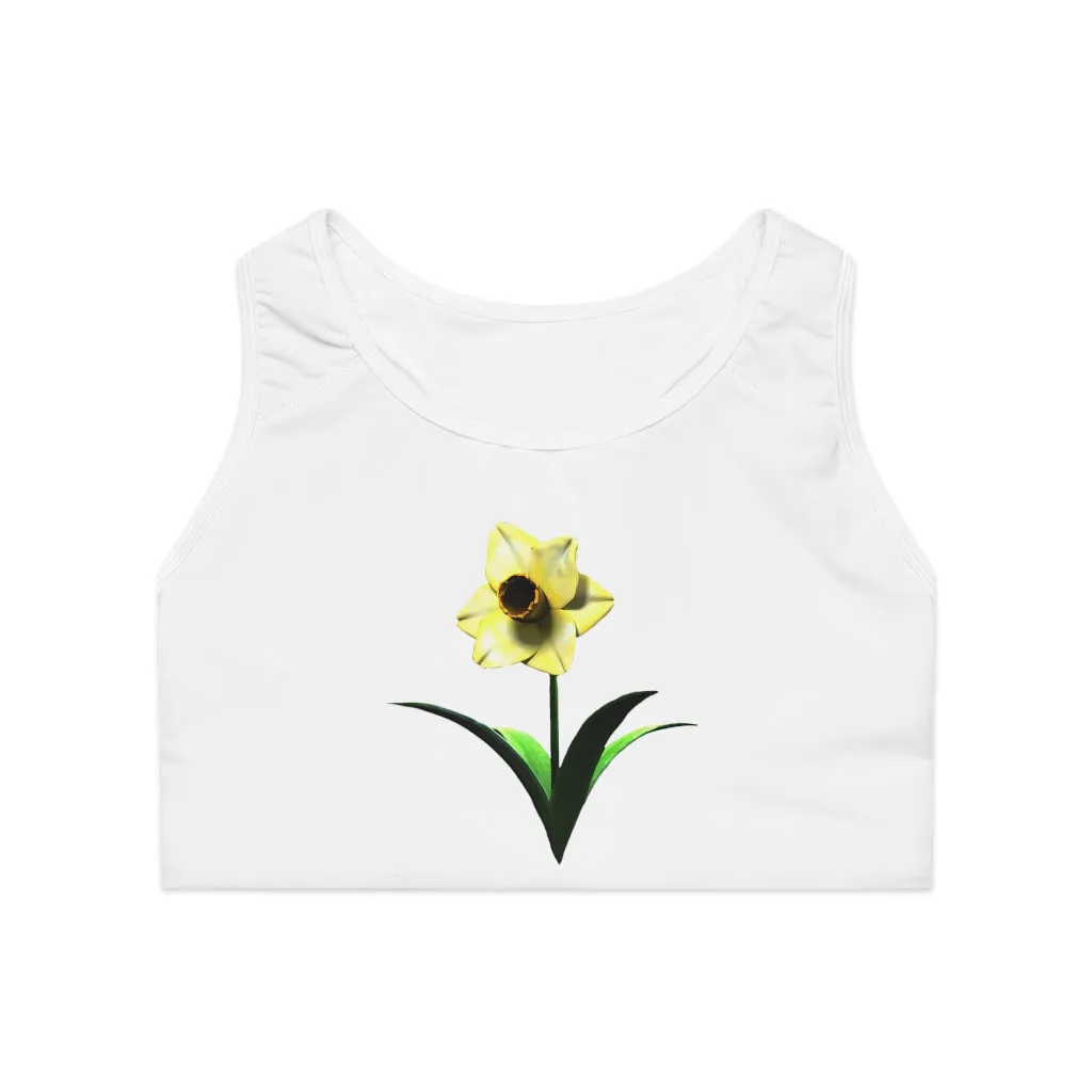 Yellow Flower Sports Bra (AOP)