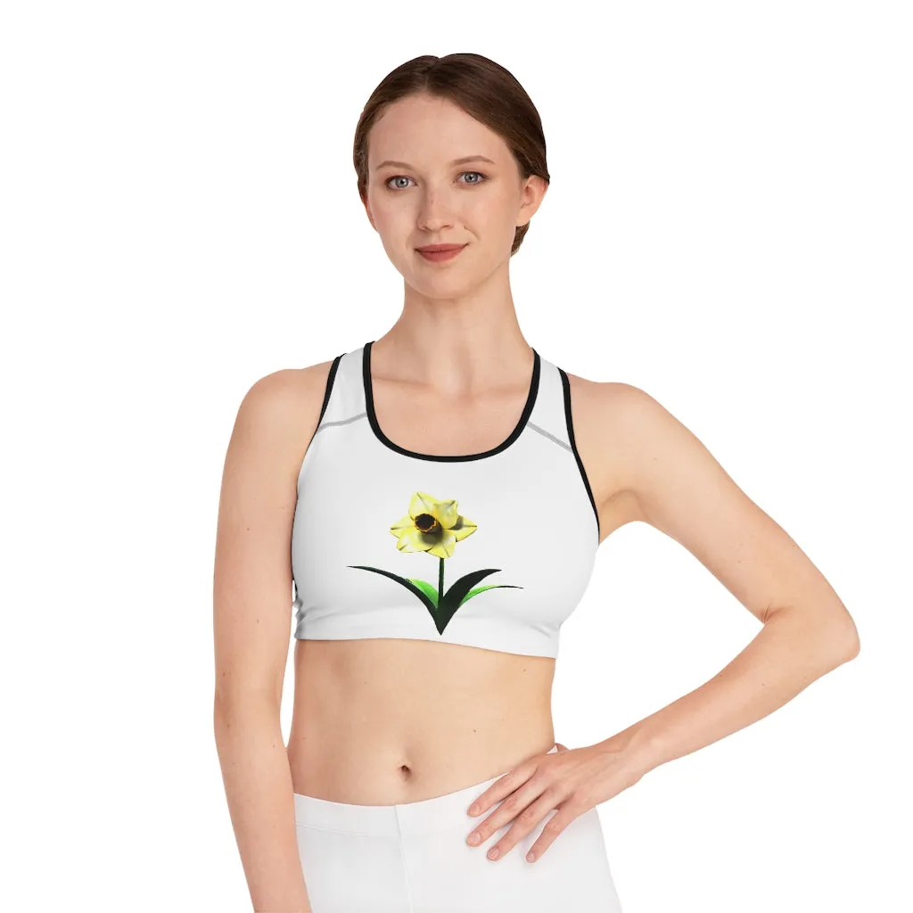 Yellow Flower Sports Bra (AOP)