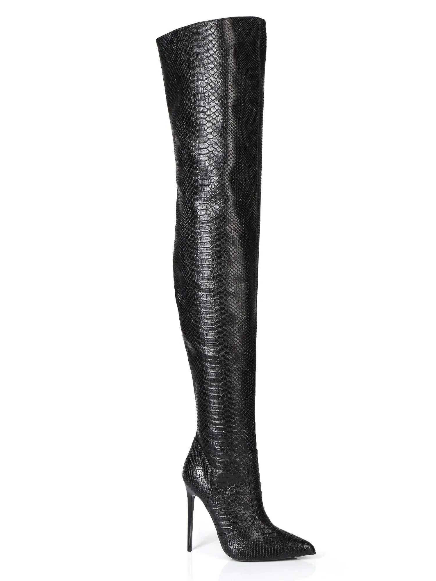 Zazu Black Snake Thigh Boots